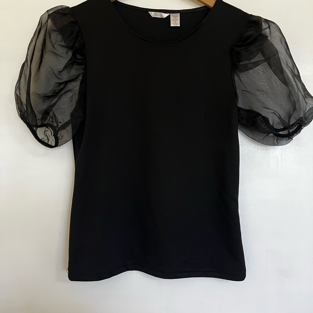 Elegant Black Puff Sleeve Top
